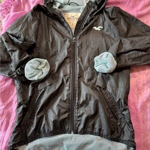 Hollister Black Rain Jacket with Light Blue Mesh Accents